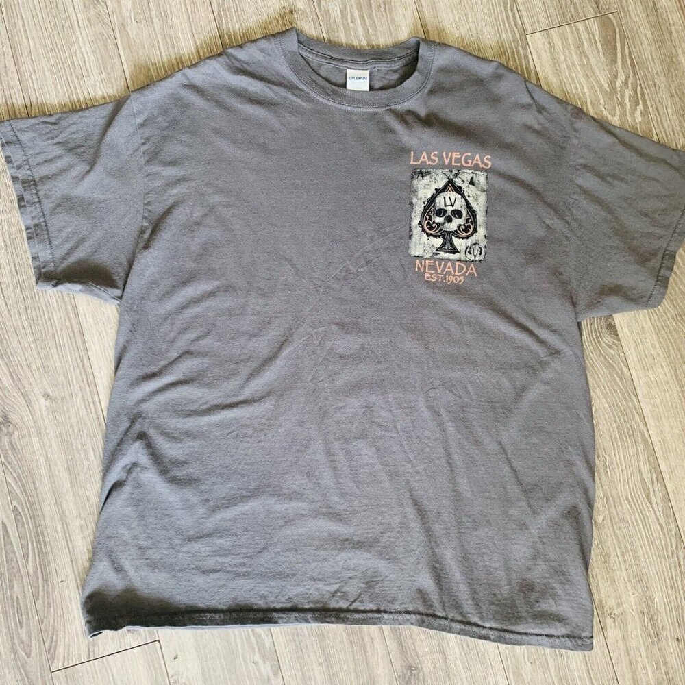 Las Vegas Nevada Skull Graphic T-Shirt Mens XL Gildan‎ Y2K Vintage